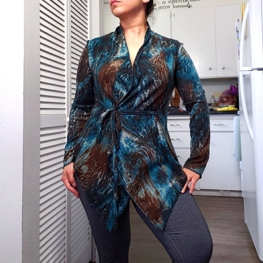 Alberto Makali Paisley Tie Front Cardigan Sweater, Size S